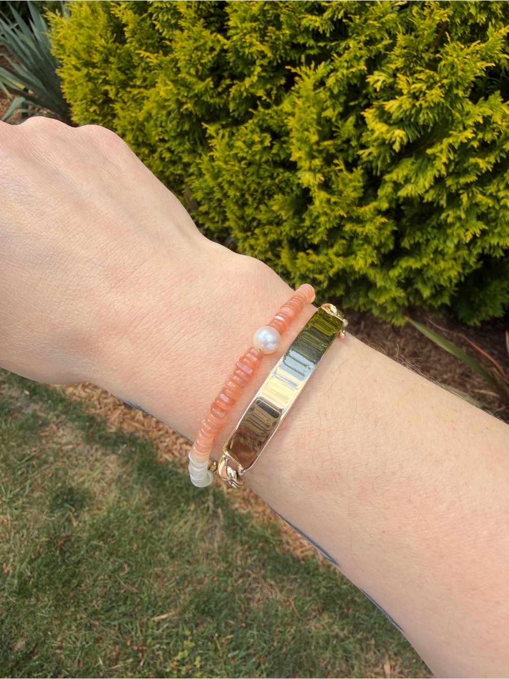Enrickled Jewelry Peach Moonstone and Pearl Bracelet